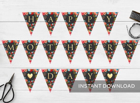 Printable Happy Mother's Day Banner Mother's Day - Etsy