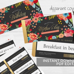 Coupon Book Template, Love Coupon Book, Printable Coupons for Boyfriend / Girlfriend, Printable Gift Idea, Anniversary Gift for him,DIY gift