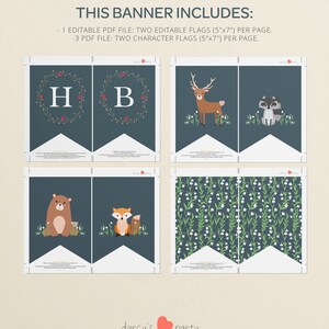 Woodland Birthday Decoration, EDITABLE Printable Banner, Happy Birthday ...