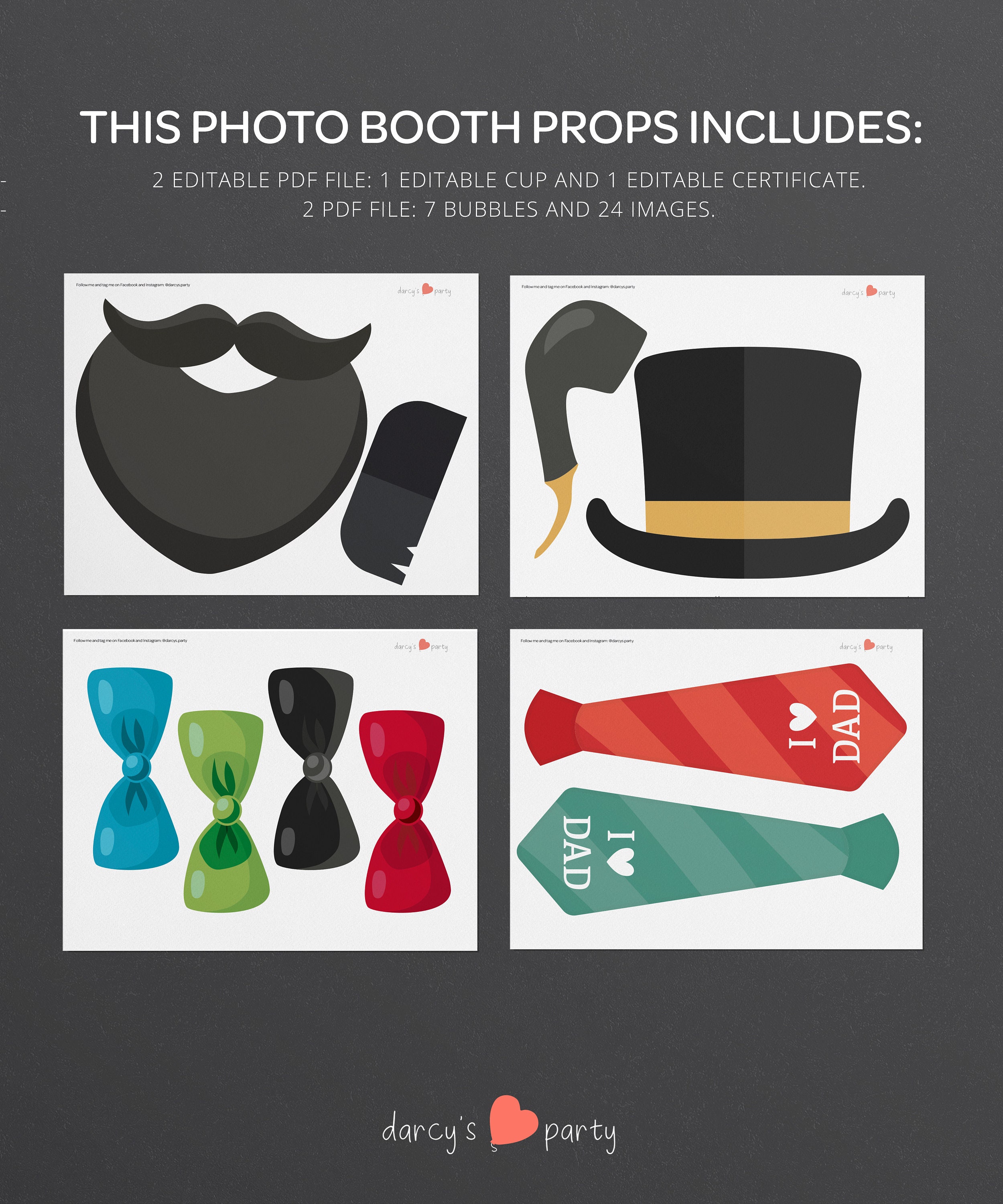 Printable Father's Day Photo Booth Props Father's Day - Etsy