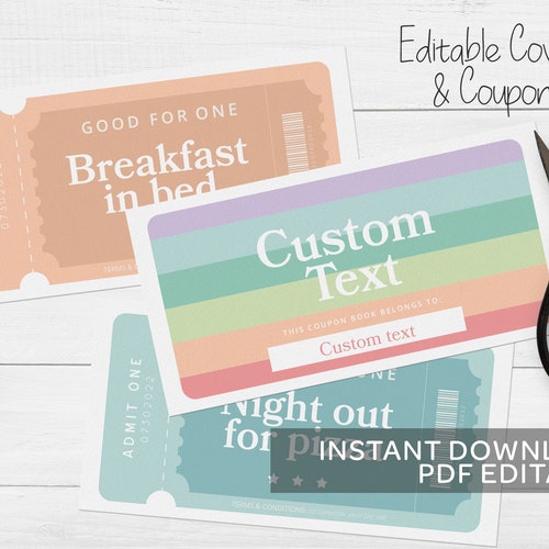 Printable Coupon Book Template DIY Birthday Coupons Book - Etsy