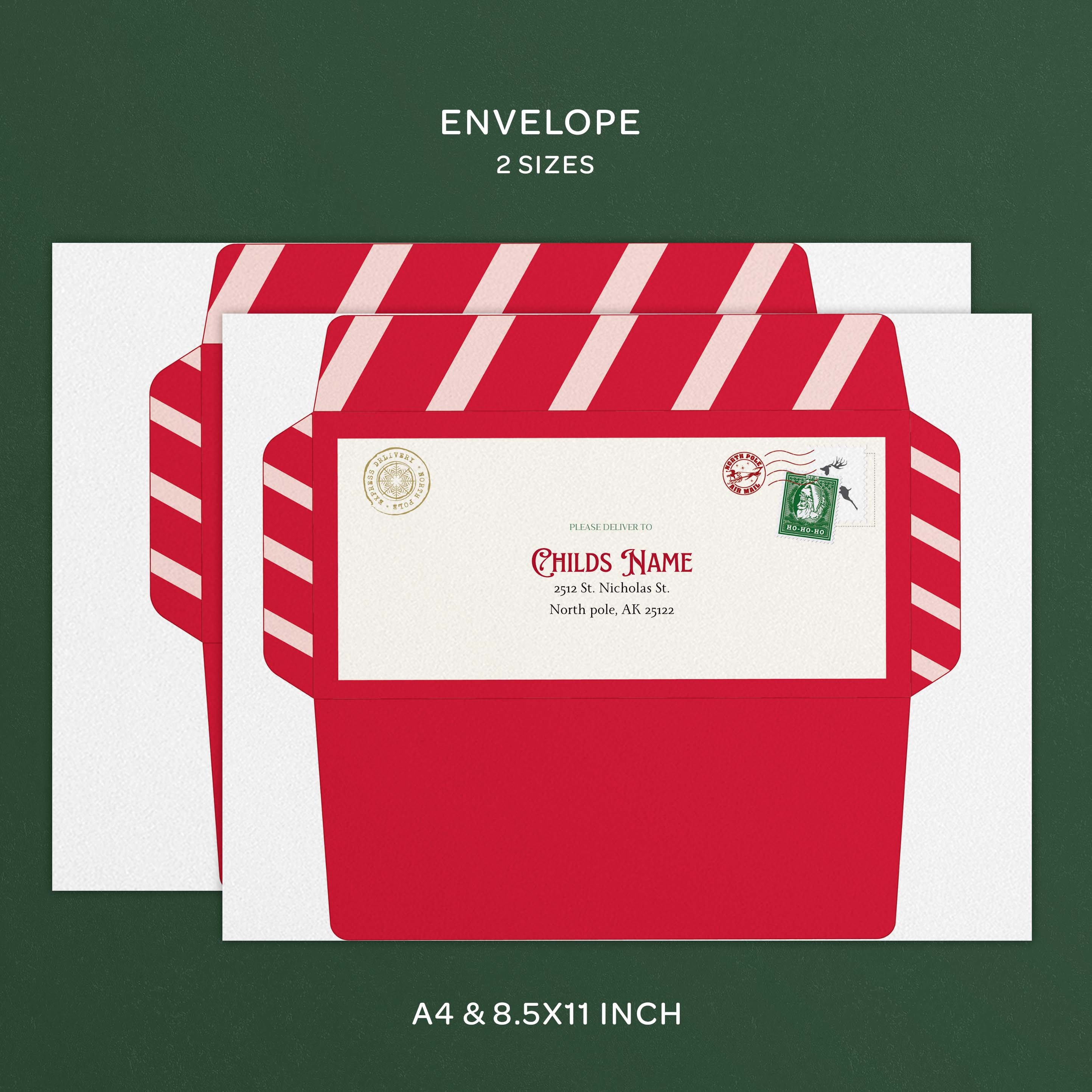 Printable North Pole Mail Envelope Editable Letter From Santa Envelope