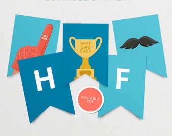 Vaderdag banner afdrukbaar, Happy Father's Day Banner, Fathers Day Party Decorations, beste vader ooit teken, ik, we houden van papa Garland