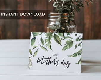 PRINTABLE Mother's Day Card - Happy Mother's Day card - Greeting Card - Card For Mom - Mothers Day Gift - Greenery - For mom - Mum's day