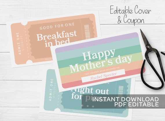 Mother's Day Coupon Book BirthdayLove Coupon