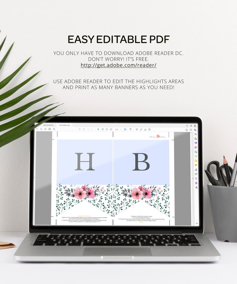 Printable Happy Birthday Banner Floral Birthday Decoration - Etsy