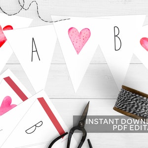 Hearts banner, Love Banner, Mothers day Bunting Garland, Mother&#39;s day Decorations, Valentine&#39;s Day Party, valentinstag