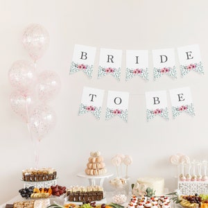Printable Happy Birthday Banner, Floral Birthday Decoration, Bridal ...