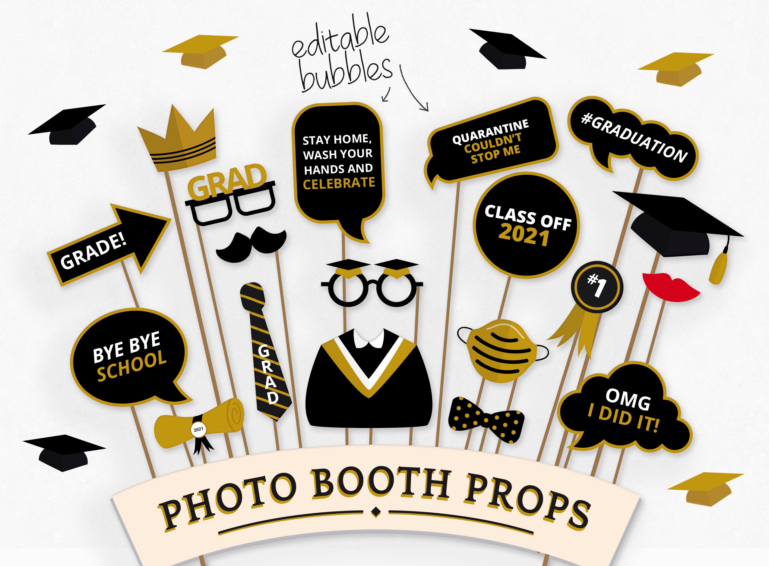 graduation-photo-booth-props-quarantined-graduation-etsy-de