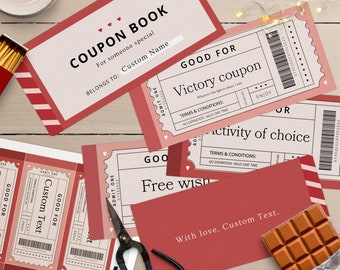 Love Coupon Book, Valentine coupon book, Anniversary coupon book, Valentines coupon, Coupon book for him,Coupon book for her,Coupon template