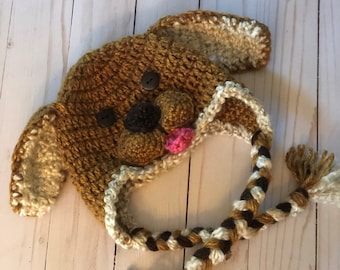 Crocheted Dog Baby Hat/Photo Prop/Puppy Hat/Golden Retriever Hat/Chocolate Lab Hat/Labrador Retriever Hat
