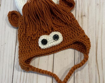 HIghland Cow Hat/Scottish Cow hat/Crocheted Cow Baby Hat