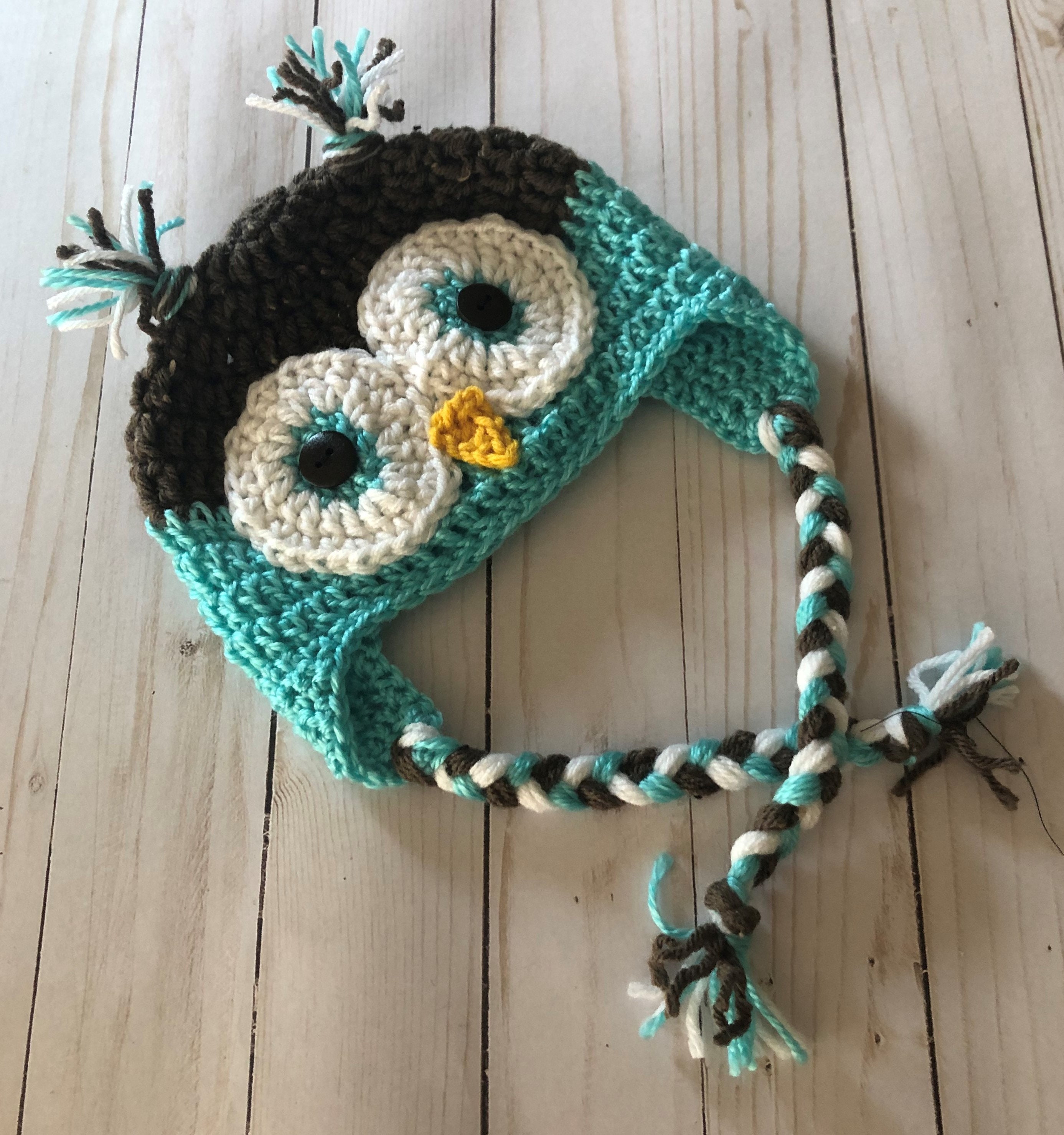 Crocheted Owl Baby Hat/Owl Photo Prop/Baby Beanie/Owl Hat/Owl Beanie/Earflap Beanie/Animal Hat/Bird 