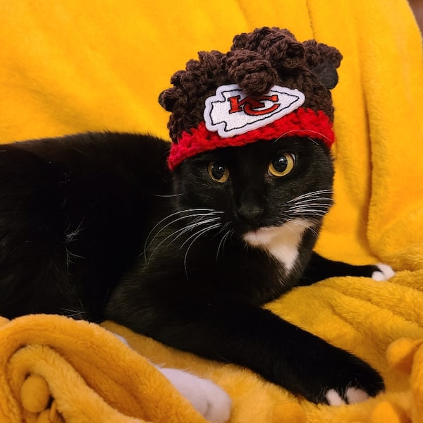 Cat Hat/Mahomes Cat Hat/Cat Beanie/Football Cat Hat/Football Cat beanie/Cat Sports Beanie