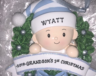 grandson's first christmas ornament 2019