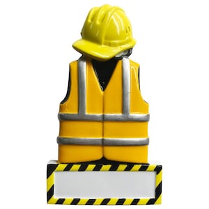 construction road worker job man woman uniform personalized christmas tree ornament