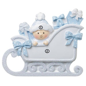 Personalized Baby's First Christmas Ornament, Sled Keepsake