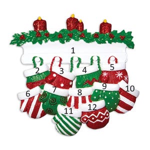 Personalized Mitten Family Christmas Ornament, Up to 11 Names