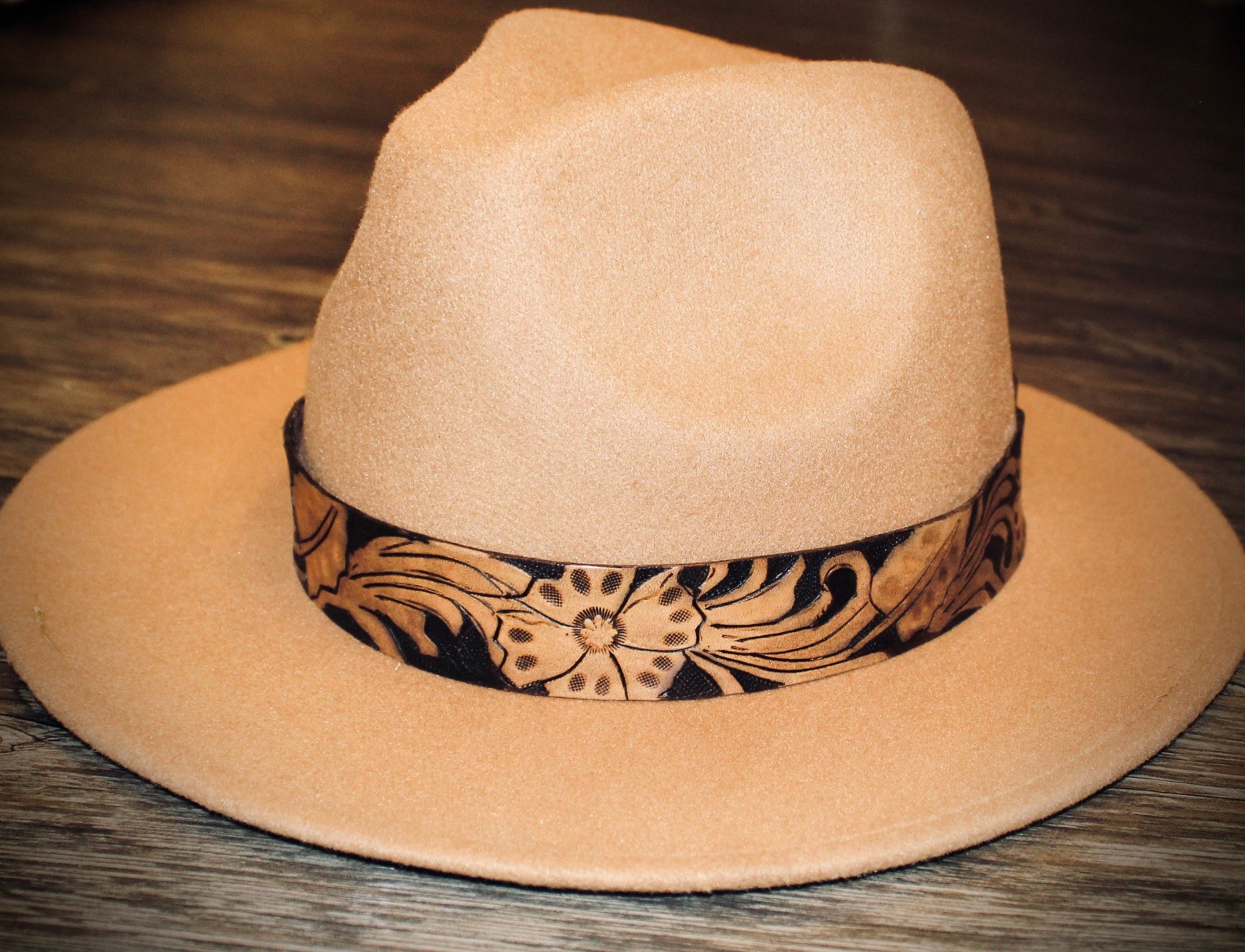 Hand Tooled Leather Hat Band Etsy