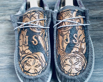 Mens leather Hey Dude shoes custom hey 