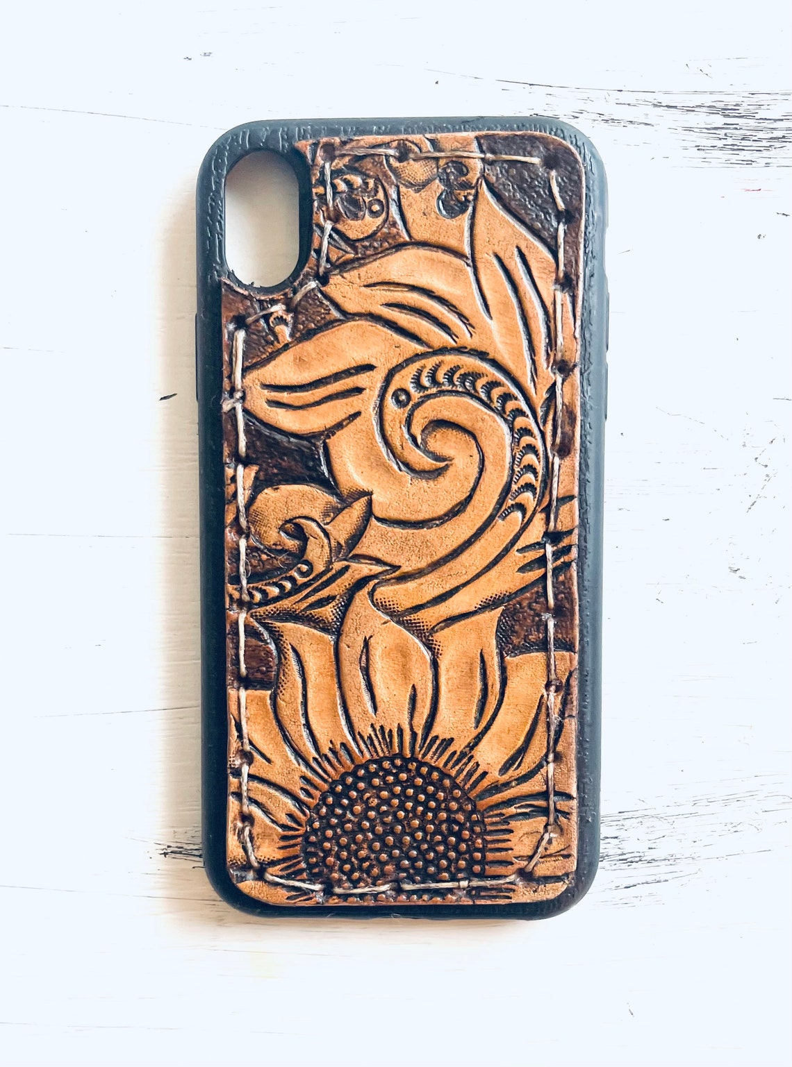 Hand Tooled Leather Phone Case Etsy