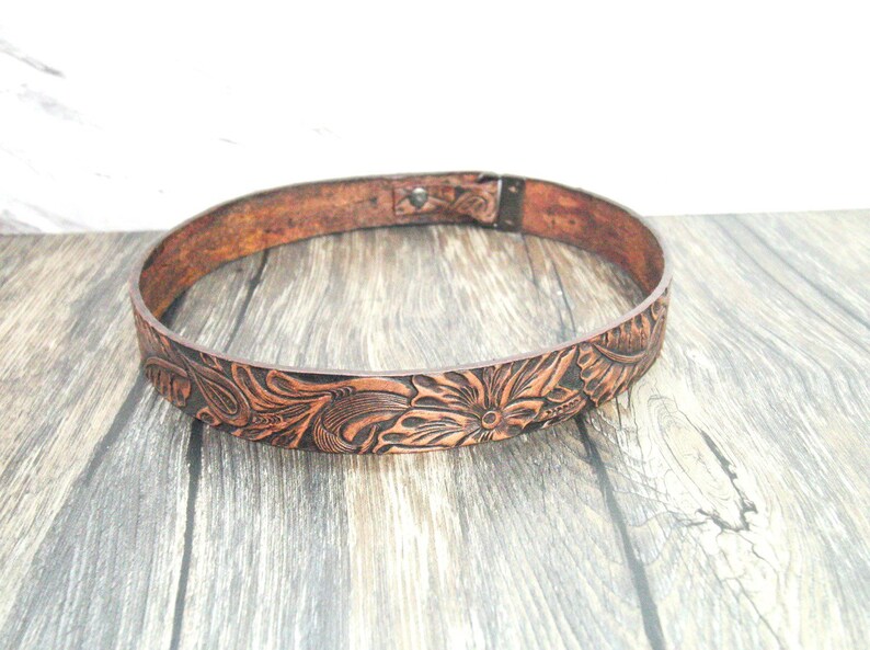 Tooled Leather Hat Band Etsy