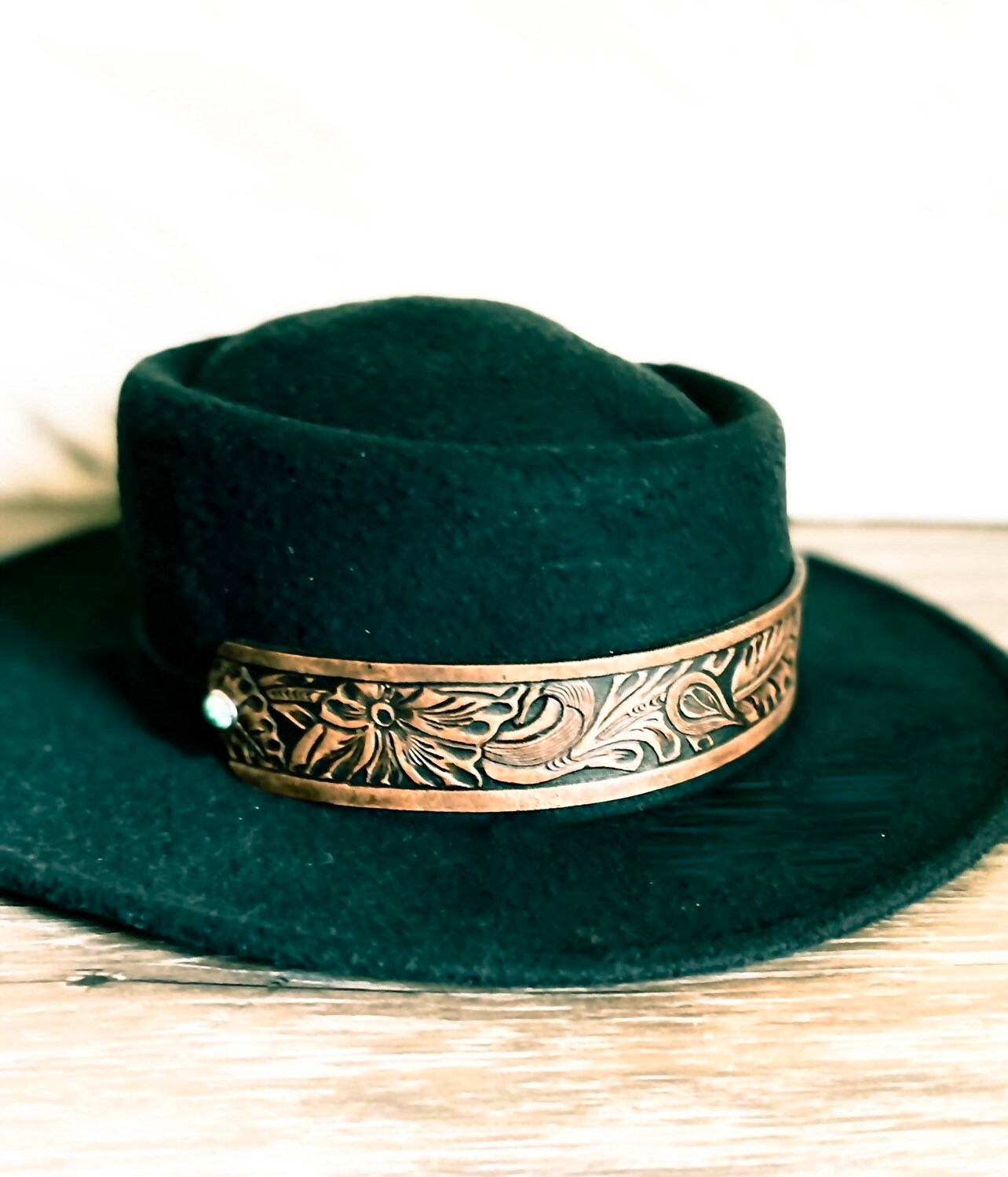 Tooled Leather Hat Band Etsy