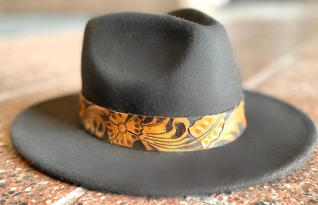Hand Tooled Leather Hat Band Etsy