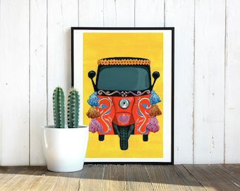 Instant Download Auto Rickshaw Painting Wall Art