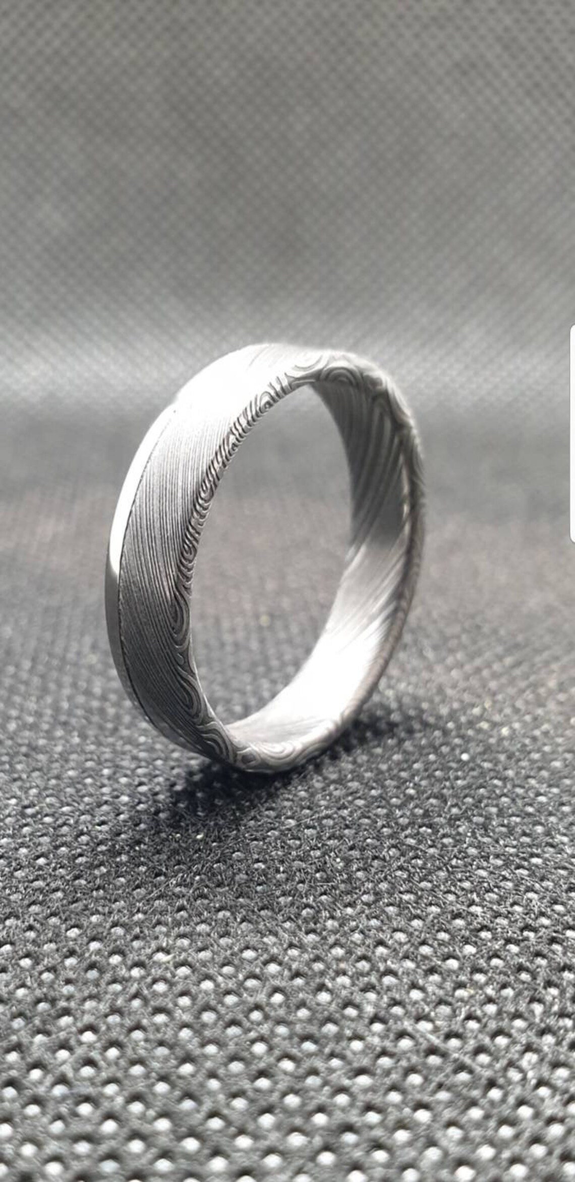 Titanium and Damascus ring Etsy