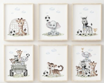 Football Nursery Print, Nursery Sport Poster, Soccer Nursery Sport Print,Football Animal Decor,Toddler Nursery Print,Boys Room Decor, Safari