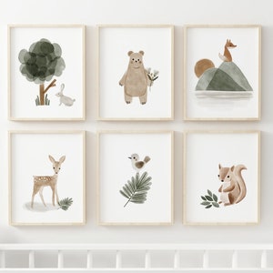 Woodland Print, Neutral Nursery Print, Sage Green Nursery,Boho Nursery Wall,Boho Nursery Print, Gender Neutral Decor, Neutral Nursery Ideas