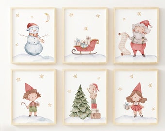 Christmas Nursery Print, Christmas Print Decor Set of 6, Christmas Decor Baby,Kids Christmas decor,Christmas Nursery Poster,Christmas Prints