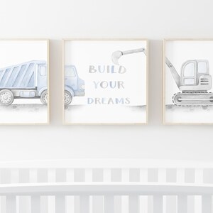 Construction Vehicle Prints,Toddler Room Decor,Nursery Decor Boy,Toodler Room Decor, Nursery Set, Excavator Dump Truck Wall Art