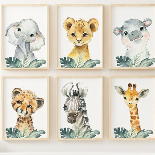 Safari Nursery Prints Nursery Wall Art Animal Decor Gender Etsy