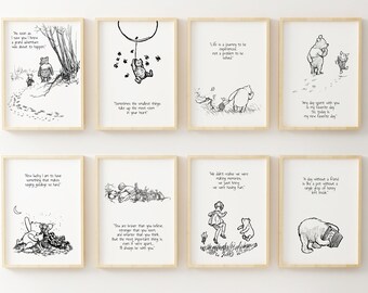 Winnie the Pooh Quote Prints, Winnie the Pooh Printable, Black and White Nursery,Nursery Decor,Nursery Wall Art,New Baby Gift, Nursery Print