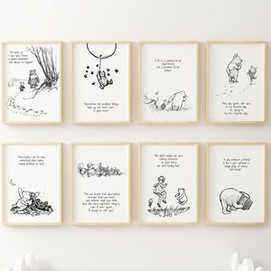 Winnie the Pooh Quote Prints, Winnie the Pooh Printable, Black and White Nursery,Nursery Decor,Nursery Wall Art,New Baby Gift, Nursery Print