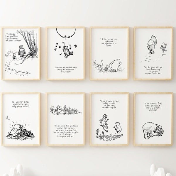 Winnie the Pooh Quote Prints, Winnie the Pooh Printable, Black and White Nursery,Nursery Decor,Nursery Wall Art,New Baby Gift, Nursery Print