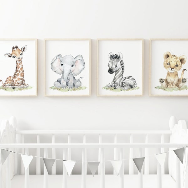 Safari Nursery Print Set, Safari Nursery Art, Safari Nursery Decor, Nursery Wall Decor, Toddler Room Decor, Neutral Nursery Decor, Safari Print