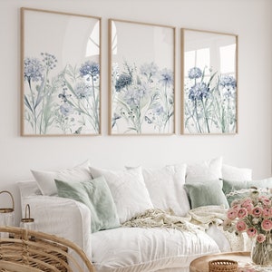 Wildflower Print,Blue Floral Wall Art,Blue Home Decor, Neutral Wall Decor, Flower Print, Wild Flower,Blue Floral Print, Botanical Printable