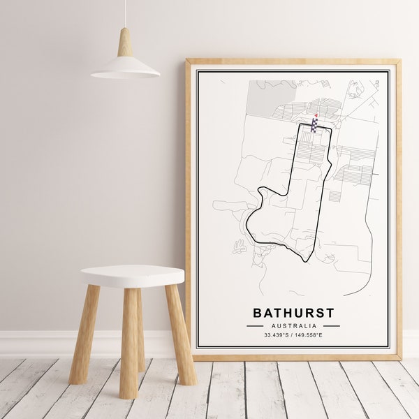 Bathurst Circuit Print | Mount Panorama map Poster | Bathurst 12 Hour circuit poster|Racing Track Poster| gift racing |Motor Racing Circuit