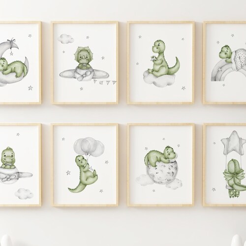 Dinosaur Set of 3 Nursery Art Prints Boy Nursery Wall Art - Etsy