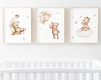 E18/_29 Bear Baby Shower Bear Print Bear Baby Gift Bear Art Print Animal Home Decor Bear Nursery Decor Funny Bear Print