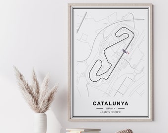 Formula 1 Barcelona-Catalunya Circuit Print | Catalunya map Poster | F1 circuit |Formula 1 Racing Track Poster| F1 racing| F1 gift racing