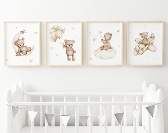 Teddy Bear Print,Bear Nursery Decor,Nursery Wall Decor,Toddler Room Decor, Beige Nursery Decor, Brown Nursery Poster, Neutral Nursery Print