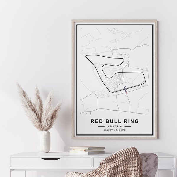 Impression du circuit du Red Bull Ring de Formule 1 | Affiche de la carte du circuit | Affiche de la Formule 1 | Affiche de la piste de course de la Formule 1 | Impression de la piste du Grand Prix | Télécharger | Autriche