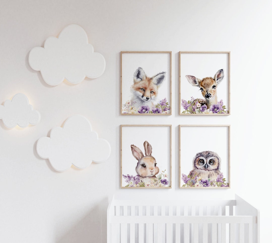Woodland Nursery Print, Forest Animals Nursery Art,girls Nursery Decor