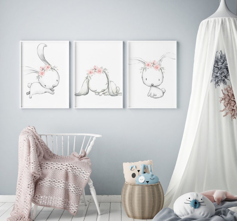 Bunny Nursery Print Nursery Wall Decor Nursery Wall Art Etsy