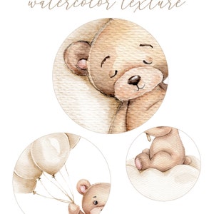 Watercolor teddy bear printable