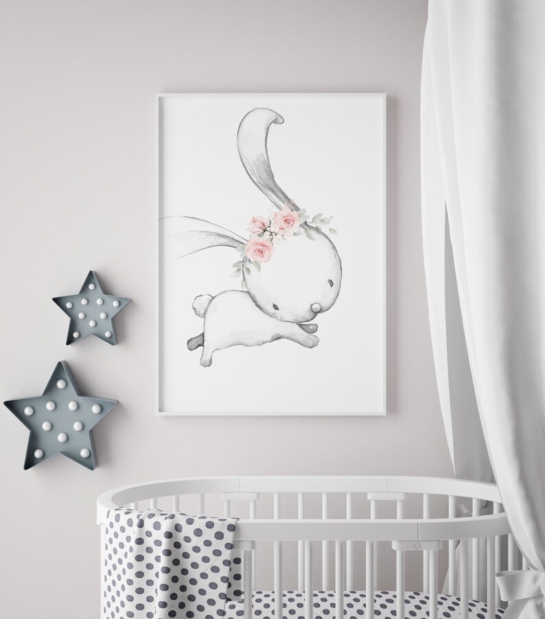 Bunny Nursery Print Nursery Wall Decor Nursery Wall Art Etsy